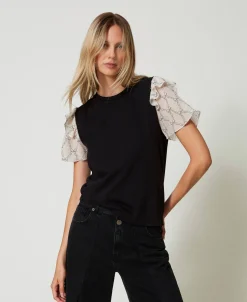 T-shirt Con Maniche In Creponne