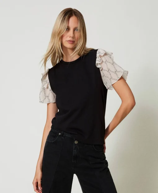 T-shirt Con Maniche In Creponne