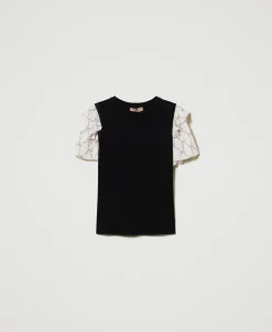 T-shirt Con Maniche In Creponne