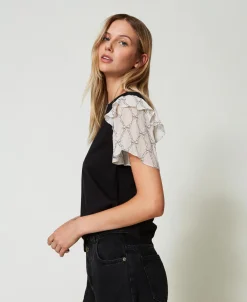 T-shirt Con Maniche In Creponne