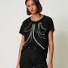T-shirt Con Ricami E Perle