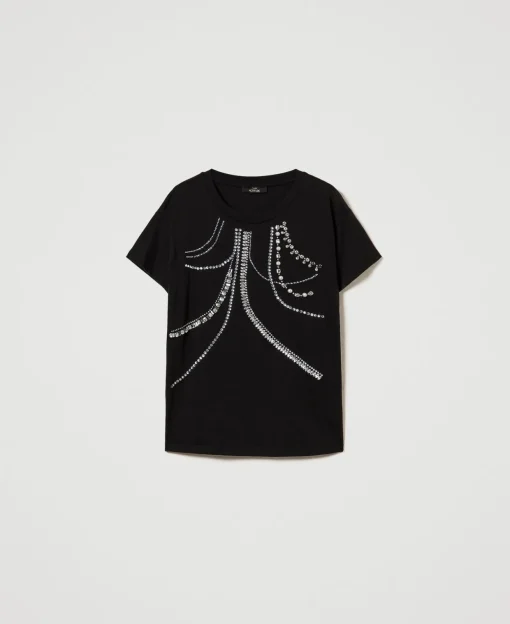 T-shirt Con Ricami E Perle