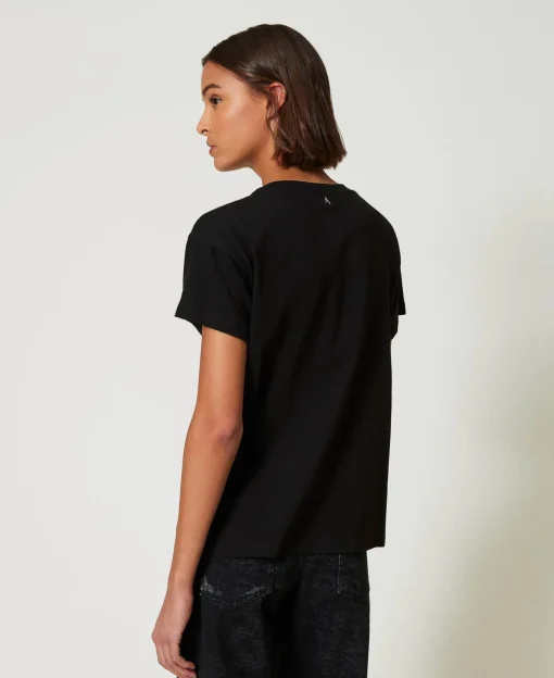 T-shirt Con Ricami E Perle