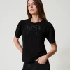 T-shirt Con Ricamo A Fiocco