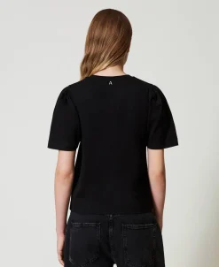 T-shirt Con Ricamo A Fiocco