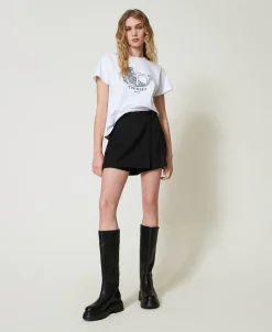 T-shirt Con Ricamo Logo E Giaguaro