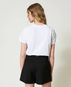 T-shirt Con Ricamo Logo E Giaguaro
