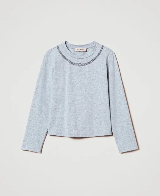T-shirt Con Stampa Collana E Strass