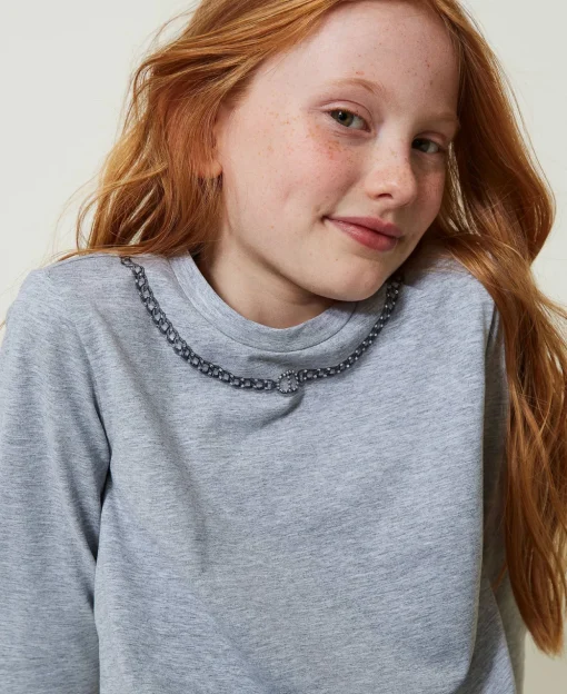 T-shirt Con Stampa Collana E Strass