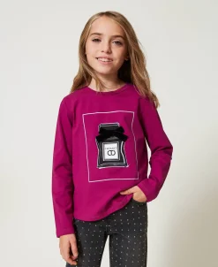 T-shirt Con Stampa E Glitter