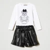 T-shirt Con Stampa E Shorts Con Volant