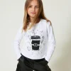 T-shirt Con Stampa E Strass
