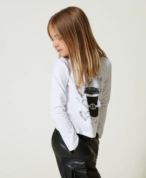 T-shirt Con Stampa E Strass