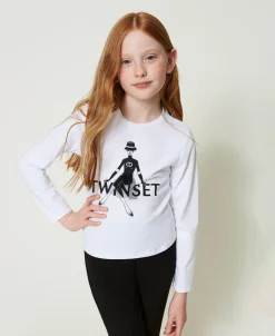T-shirt Con Stampa Logo E Glitter