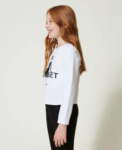 T-shirt Con Stampa Logo E Glitter