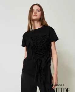 T-shirt Con Volant In Creponne