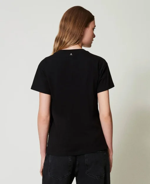 T-shirt Con Volant In Creponne