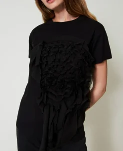 T-shirt Con Volant In Creponne