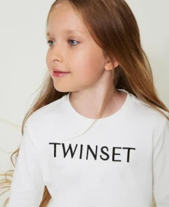 T-shirt Cropped Con Logo Ricamato