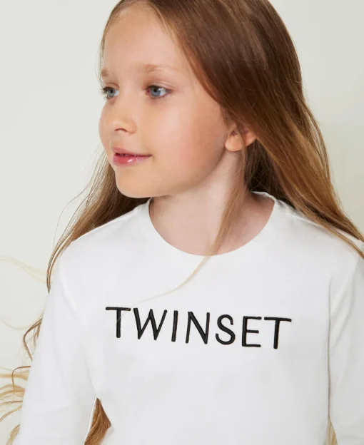 T-shirt Cropped Con Logo Ricamato