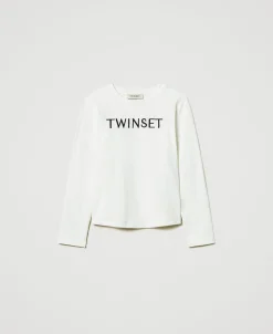 T-shirt Cropped Con Logo Ricamato