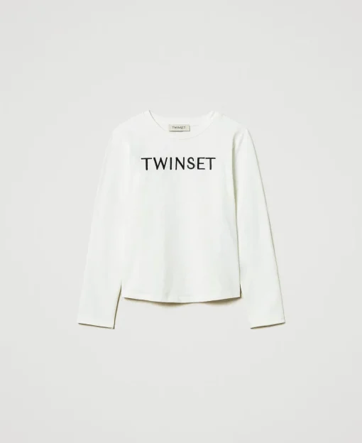 T-shirt Cropped Con Logo Ricamato