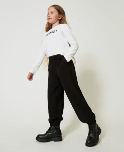 T-shirt Cropped Con Logo Ricamato