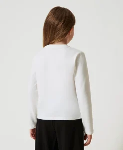 T-shirt Cropped Con Logo Ricamato