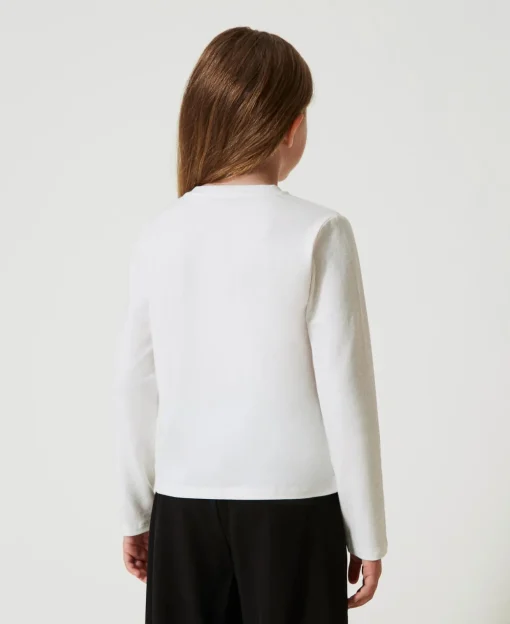 T-shirt Cropped Con Logo Ricamato