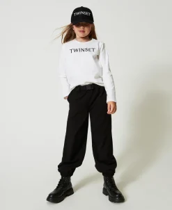 T-shirt Cropped Con Logo Ricamato