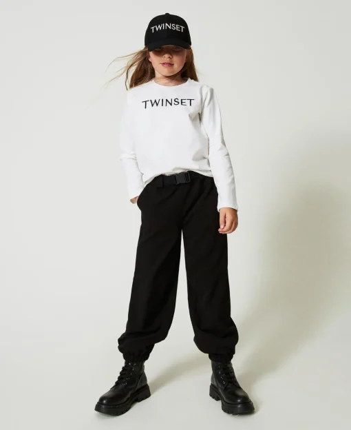 T-shirt Cropped Con Logo Ricamato