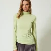 T-shirt Dolcevita Con Ricamo Logo