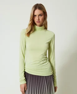 T-shirt Dolcevita Con Ricamo Logo