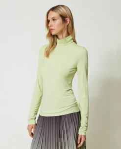 T-shirt Dolcevita Con Ricamo Logo