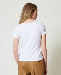 T-shirt Fitted Con Spilla Crochet