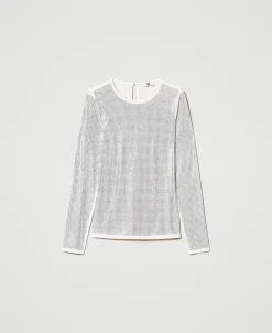 T-shirt Stretch Con Strass All Over