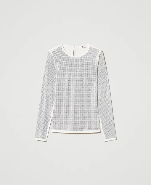 T-shirt Stretch Con Strass All Over