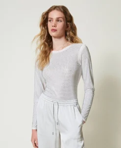 T-shirt Stretch Con Strass All Over