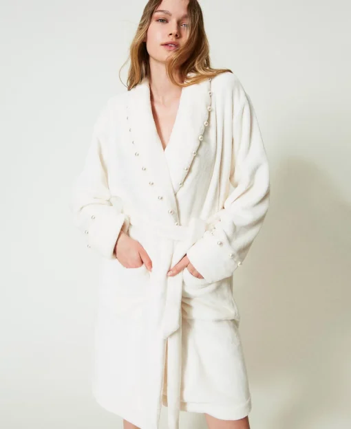 Vestaglia In Faux Fur Con Perle