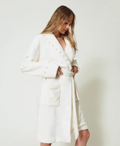 Vestaglia In Faux Fur Con Perle