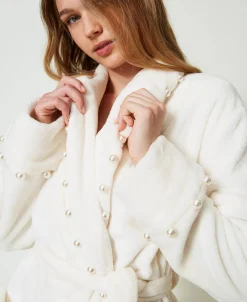 Vestaglia In Faux Fur Con Perle