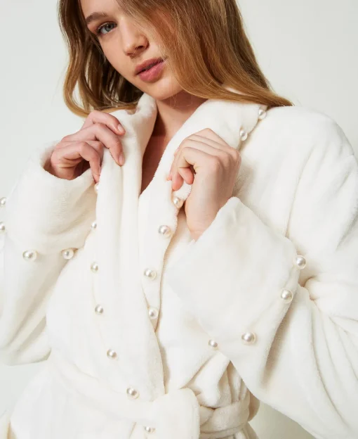 Vestaglia In Faux Fur Con Perle